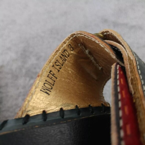 Corkys Elite Sandals Womens 8 Shoes Wolff Island Leather Thong Black Red - Picture 4 of 10